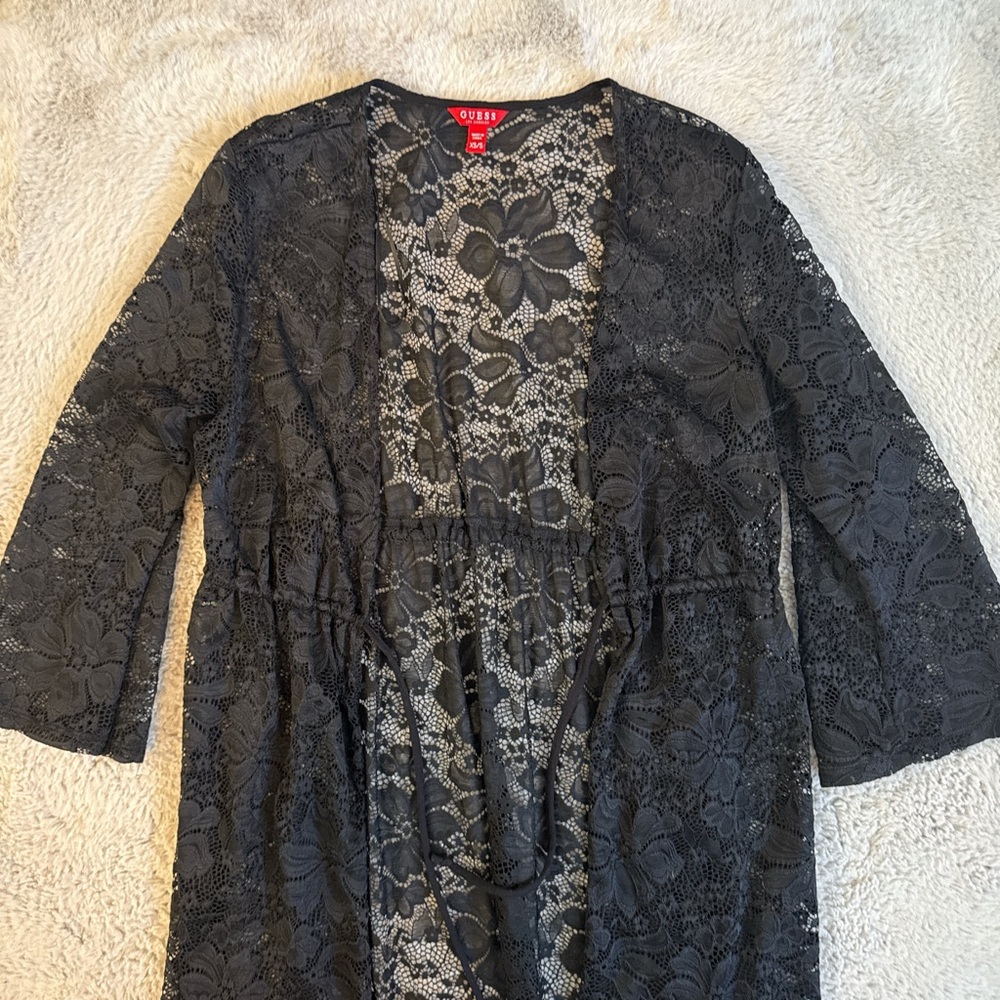 GUESS Charcoal Lace Duster Sweater